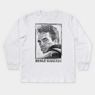 Merle Haggard  / Faded Vintage Look Kids Long Sleeve T-Shirt